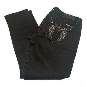 Miss Me Black Skinny Jeans Denim Signature Skinny Bling Western Women’s 32 EUC